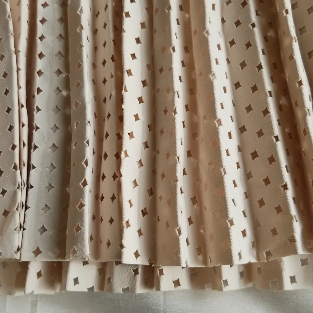 NWOT J.Crew Laser-Cut Pleated Women’s Skirt In Beige Size 6